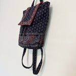 Vera Bradley  100% Cotton Drawstring Backpack Purse Bag Pocket Travel Blue Red Photo 1