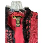 Mirasol Red and black Embroidered Stitched Jacket Faux fur trim Size M Photo 2