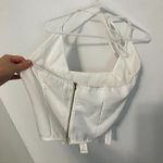 Pretty Little Thing NEW NWT Woven Cross Front Cutout Stirrup Hem Top Cream Ivory 8 Photo 8