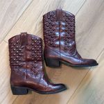 Lucky Brand  Distressed Madonna Cordovan Leather Pull-On Cowboy Boots Size 7.5 Photo 1