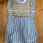 Uncle Frank Blue and White Striped Yellow Embroidery Boho Tassel Dress Photo 14