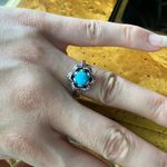 Sleeping Beauty Turquoise Sterling Silver Lotus Ring Photo 2