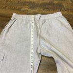 Rachel Zoe 100% Linen Cargo Pants Straight Leg Tie Waist Womens Size Large Beige Photo 3