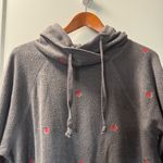 PINK - Victoria's Secret Victorias Secret PINK Grey‎ Fleece Embroidered Floral Rose Hoodie Sweatshirt S Photo 1