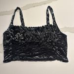 Urban Outfitters Crop Top Shirt Sz L Large Black & Grey Velvet Textured Photo 1