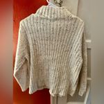 Dress Barn  Wool Blend Oatmeal Multi Speckle Front Full Zip Cable Knit Sweater Photo 6