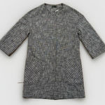 Stile Benetton Cropped Sleeve Black and White Tweed Long Jacket 8/M Office Work Photo 0