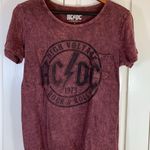 ACDC Band‎ Tee High Voltage Rock N Roll 1975 Red T Shirt SS Womens Large Soft Photo 0