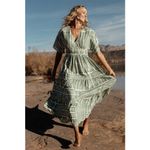 Baltic Born  Kimono Midi Dress Green Print NWT Size XL Photo 1