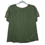 Ann Taylor  Short Flutter Sleeves Pleated Silk Blouse Green Small Workwear Office Photo 0