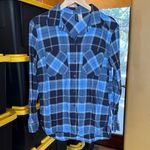 Divided  by H&M Blue Black Plaid 100% Cotton Button Down Shirt Top Size 8 Medium Photo 1
