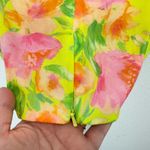 ASOS Design Floral Halter Neck Ruched Crop Top Neon Yellow Pink Green Size 2 Photo 7