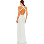 Mac Duggal  68166 Floral Sequin Crisscross Bodice Formal Gown White  Size 6 NWT Photo 2