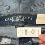 American Eagle  Midi Super Stretch Denim low rise Jean Shorts fringe hem size 0 Photo 9