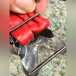 Vintage 80s Revcor red leather metal buckle wrap belt, size small medium Photo 10