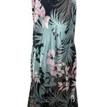 Linea Donatella Linea Donnella Tropical Black Floral Satin Feel Mermaid Maxi Slip Dress L Y2K Photo 3