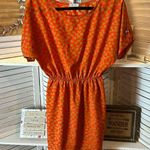 Everly Elephant Mini Cinch Waist Dress Orange and Gold Photo 0