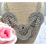 None Silver Tone Crystal Statement Necklace Large Links Runway 20" Prom Clubwear Photo 2