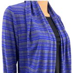 41Hawthorn MEDIUM Blue Gray Striped Cardigan Sweater Long Sleeve Rolled Collar Photo 1