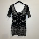 Bebe Black Foil Tattoo Print Mini Dress Size Small cocktail party sexy Photo 1