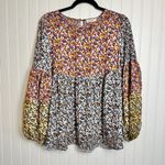 Andthewhy  colorful floral balloon sleeve blouse size small L15 Photo 0