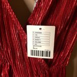 Urban Outfitters Oh My Love  Shimmer Pleated Fit + Flare Plunge Neck‎ Dress Red S Photo 4