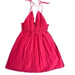 ZARA  Ruffled Babydoll Scrunched V-Neck Mini Dress Fuchsia Pink Size XS‎ Photo 5
