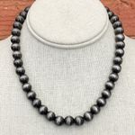 10mm Navajo Style Pearl Necklace Silver Photo 0