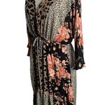 Gigio Animal Print High Low Dress M Multicolored Floral V Neck Elastic Waist Size M Photo 4