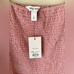 Nine West NWT square neck smocked blouse pink mauve sheer chiffon ruffle top Photo 1