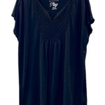 Just My Size Black T-Shirt Lace Front Detail. Photo 0