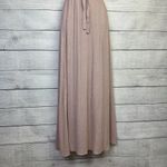 ZARA Knit & Lace Wrap Long Dress Women's Size Small Blush Pink Ribbed V-Neck Photo 4