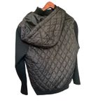 Tommy Hilfiger Quilted Hooded Jacket Black Knit Sleeve Womens Large L Photo 7