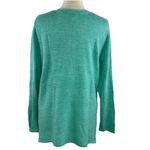 Croft & Barrow  Large Teal Green Lace Up Accent Pullover Knit Sweater Long Sleeve Photo 3