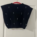 Petal and Pup Beaded Cropped Black Sweater Photo 4
