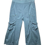XCVI Wearables Linen Cotton Blend Wide Leg Cargo Cropped Pants Blue Size M Size M Photo 0