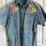 VTG 80s Western Denim Bedazzled With Floral Patch Size M Photo 0