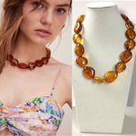 Free People  Wasted Youth Choker Necklace in Amber NWT Bohemian Retro Chunky Photo 2