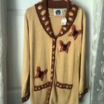 New Storybook Knits Women Sweater sz S button up Butterfly Embellished Cardigan Photo 0