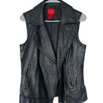 Christina Black Sleeveless Leather Vest with Wide Collar and Asymmetrical Zipper Size M Photo 0