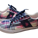 U.S. Polo Assn. Women's Lexie Navy/Blue/Pink Plaid Sneaker 10 SZ Photo 0