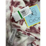 CeCe Womans NWT  Pullover Long Sleeve Sweater Large Pink White Floral Crew Neck Photo 3