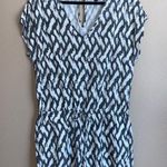 J.Crew Cap Sleeve V-Neck Linen Ikat Shorts Romper Size M Black White Photo 0