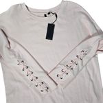JOES Collection Womens Pink Lace Up Sleeve‎ Crew Neck Sweatshirt Size S Photo 2