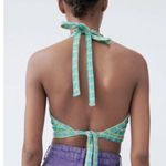 ZARA Blue, Green and Purple Patterned Crop Top Photo 1