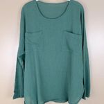 Green Cotton Gauze Long Sleeve Lightweight Pocket Front Top Tunic Large XL Photo 0