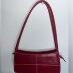 Genuine Leather Oxblood Red Double Strap Hobo Stitched Vintage 90s Shoulder Bag Photo 2