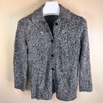Belford Womens Marled Gray Black Silk Wool Blend Cardigan Coat Size Medium Black Photo 0