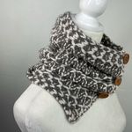 Simply Noelle  Chunky Knit Scarf with Buttons Gray and White Photo 1