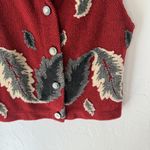 County Clothing Co Sweater Vest Vintage Large Red Leaf Pattern Button Up‎ Photo 2